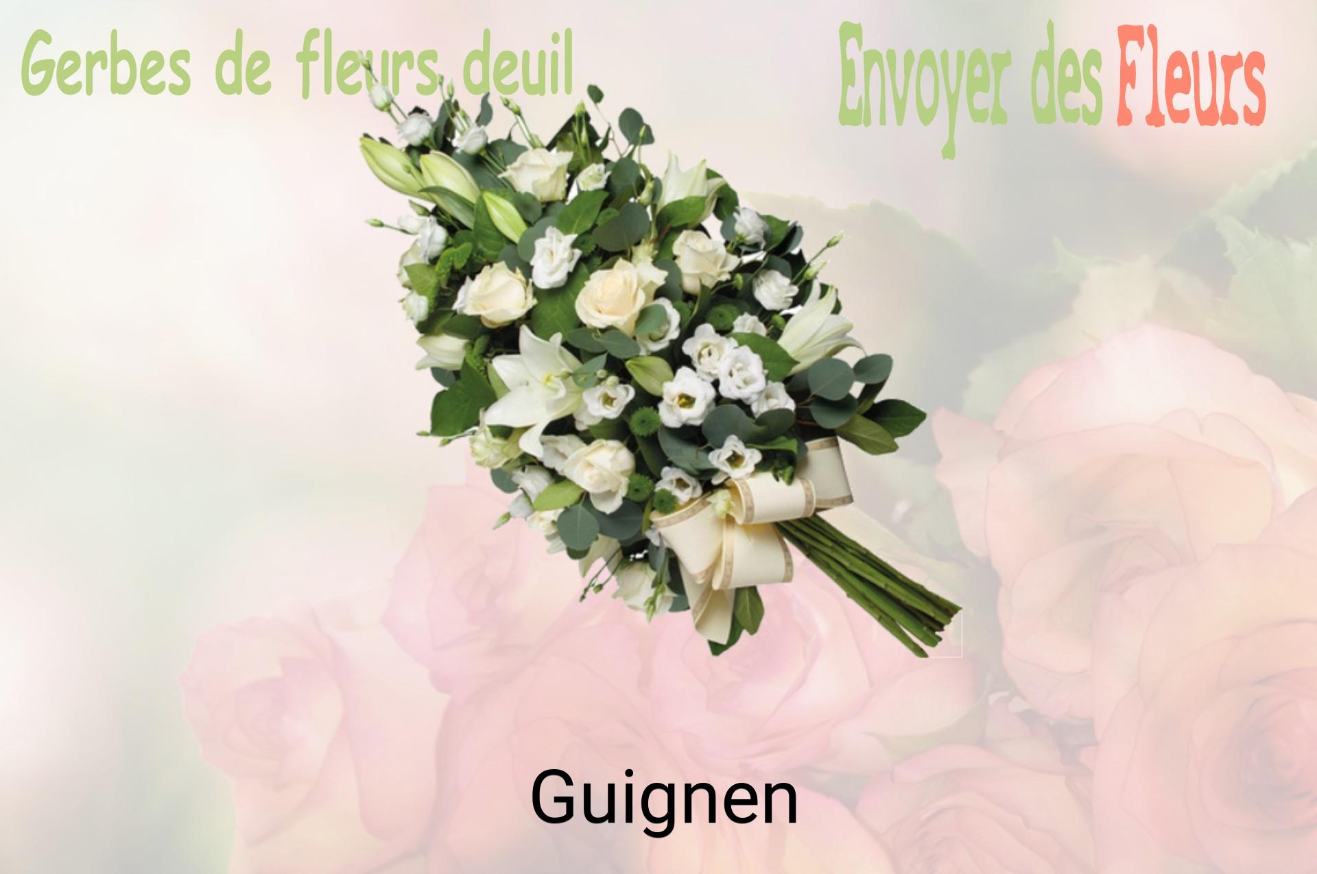 Gerbe de fleurs de deuil livrée à Guignen